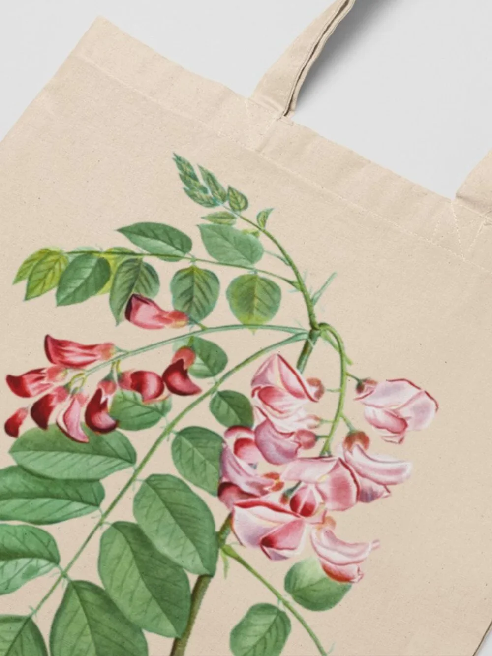 Robinier Rose Vintage Floral Print Graphic Canvas Tote Bag